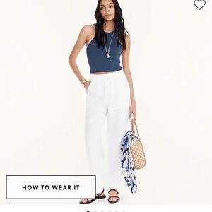 J Crew seaside white linen pants size ST with pockets.